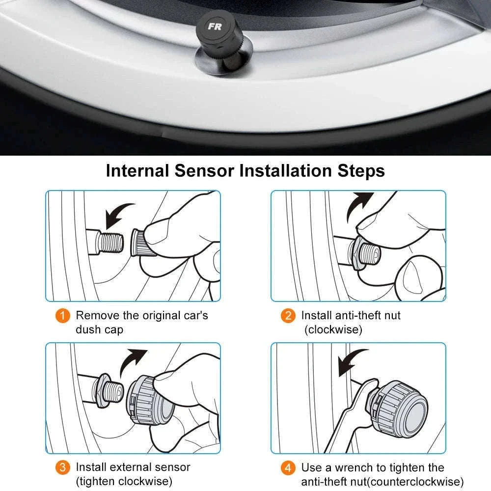 Solar TPMS Tire Pressure Monitoring System with External Sensors-G External
