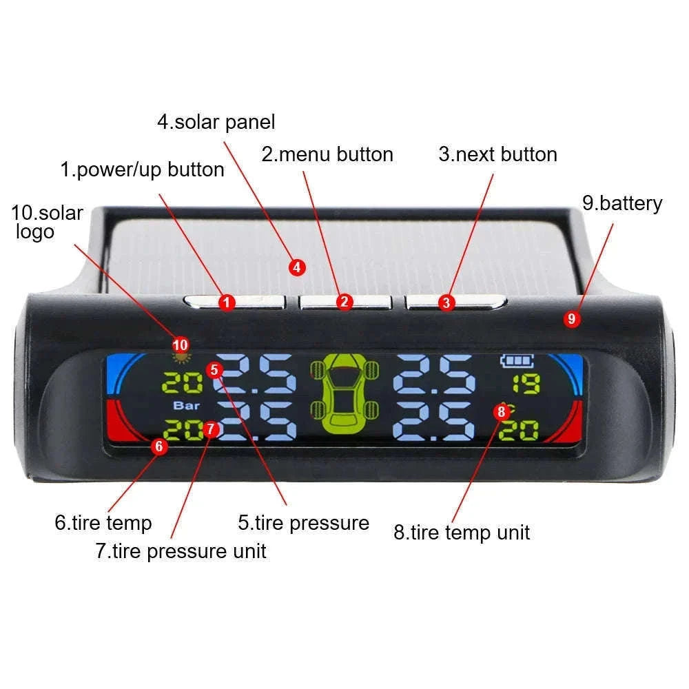Solar TPMS Tire Pressure Monitoring System with External Sensors-G External