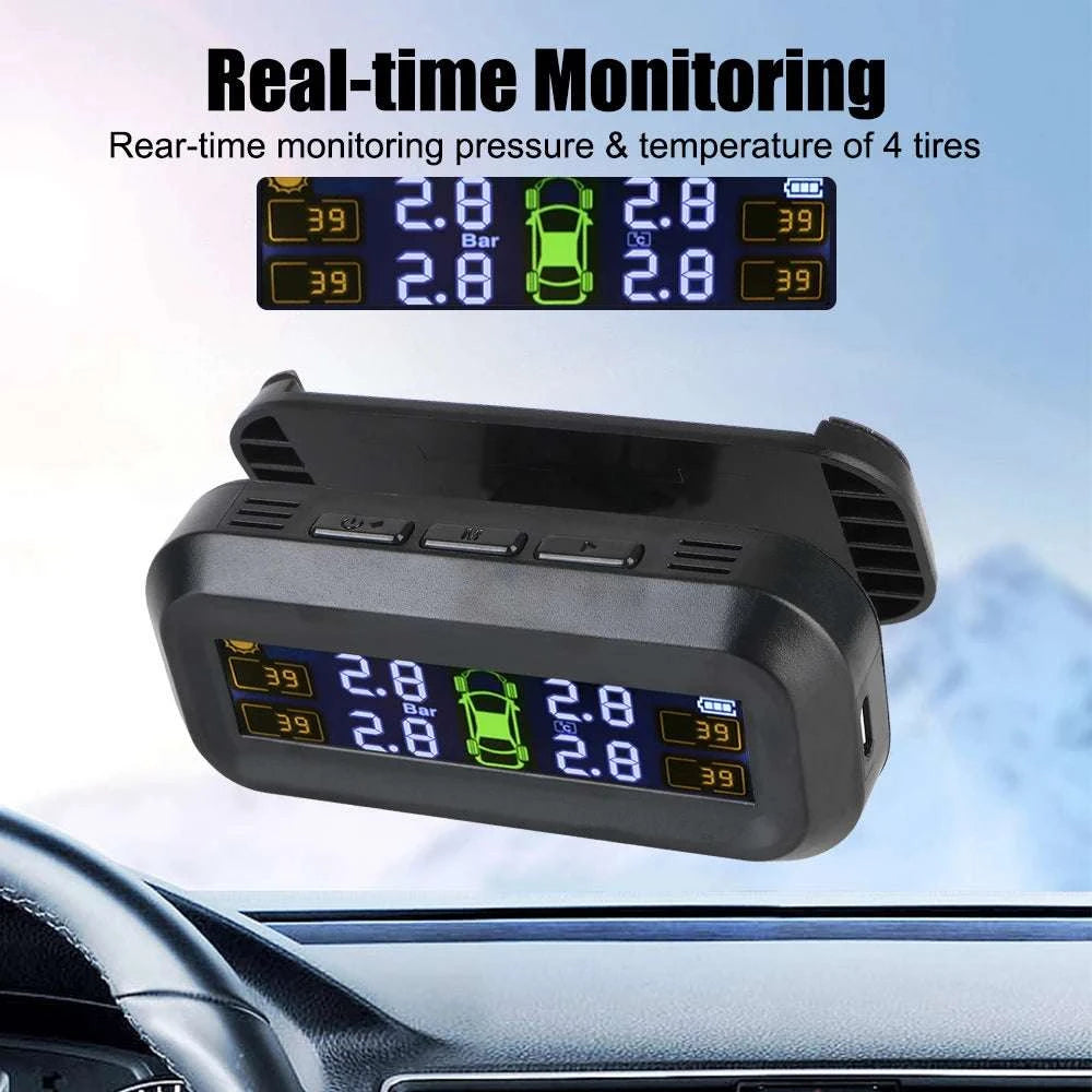 Solar TPMS Tire Pressure Monitoring System with External Sensors-