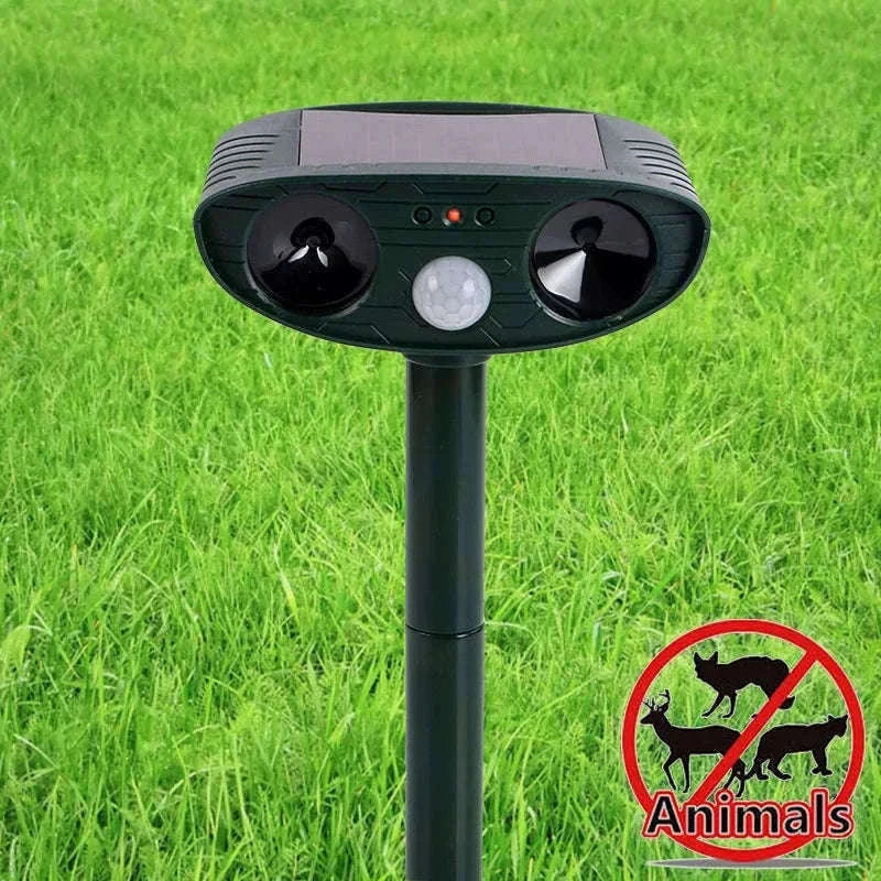 Solar Ultrasonic Animal Repellent for Garden Protection-Green