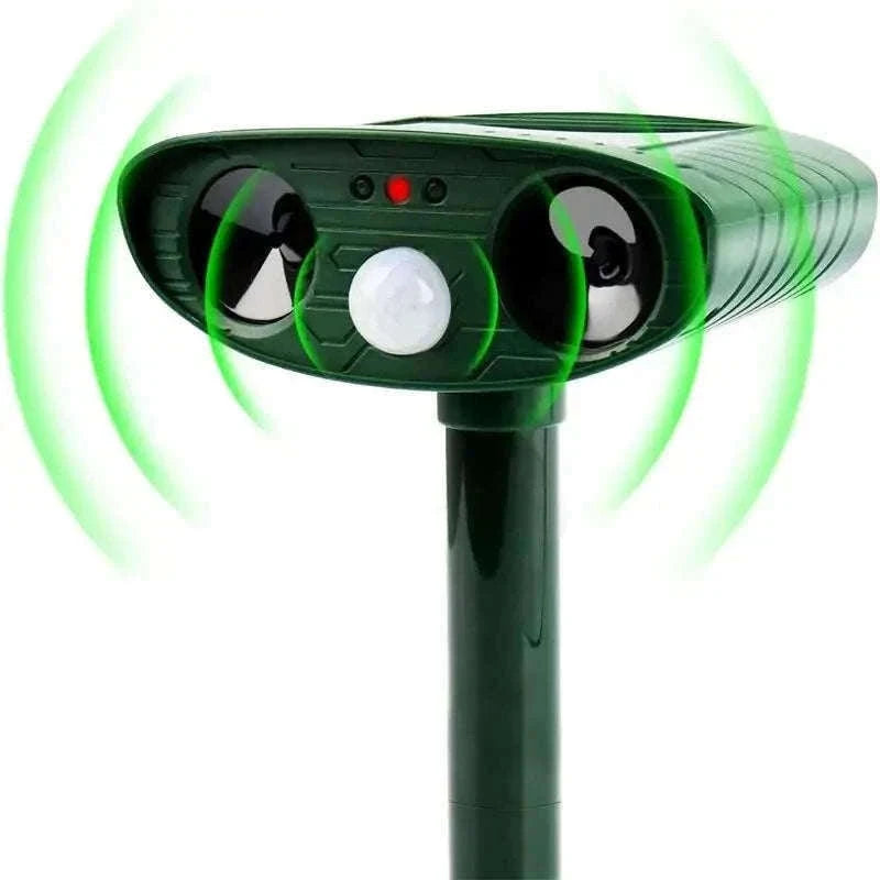 Solar Ultrasonic Animal Repellent for Garden Protection-Green