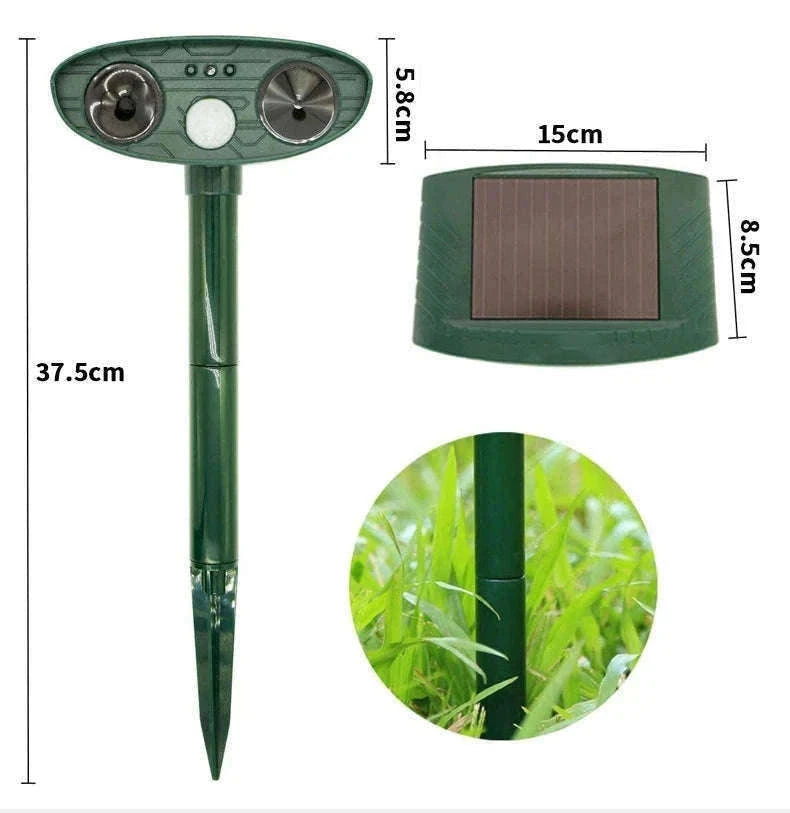 Solar Ultrasonic Animal Repellent for Garden Protection-Green