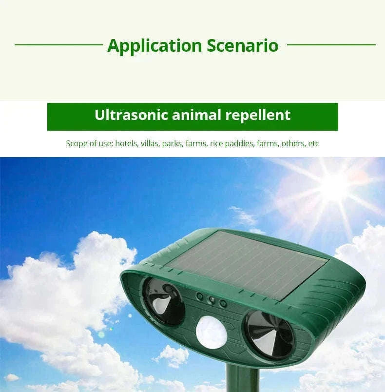 Solar Ultrasonic Animal Repellent for Garden Protection-Green
