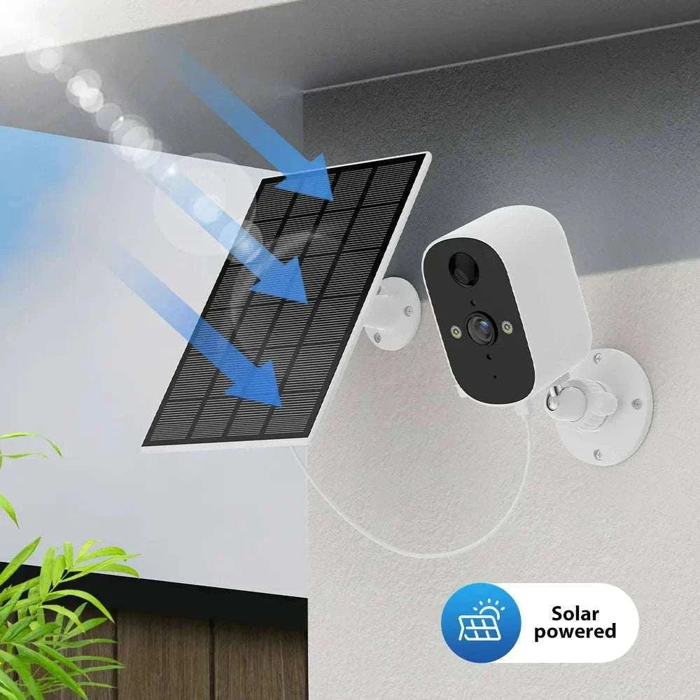 Solar WiFi Security Camera 1080P Outdoor with Night Vision & Alerts-NewCam NO Card / US Plug