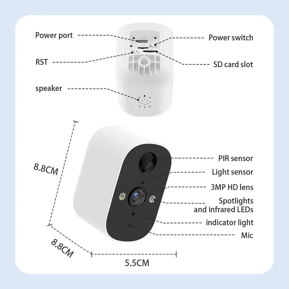 Solar WiFi Security Camera 1080P Outdoor with Night Vision & Alerts-NewCam NO Card / US Plug