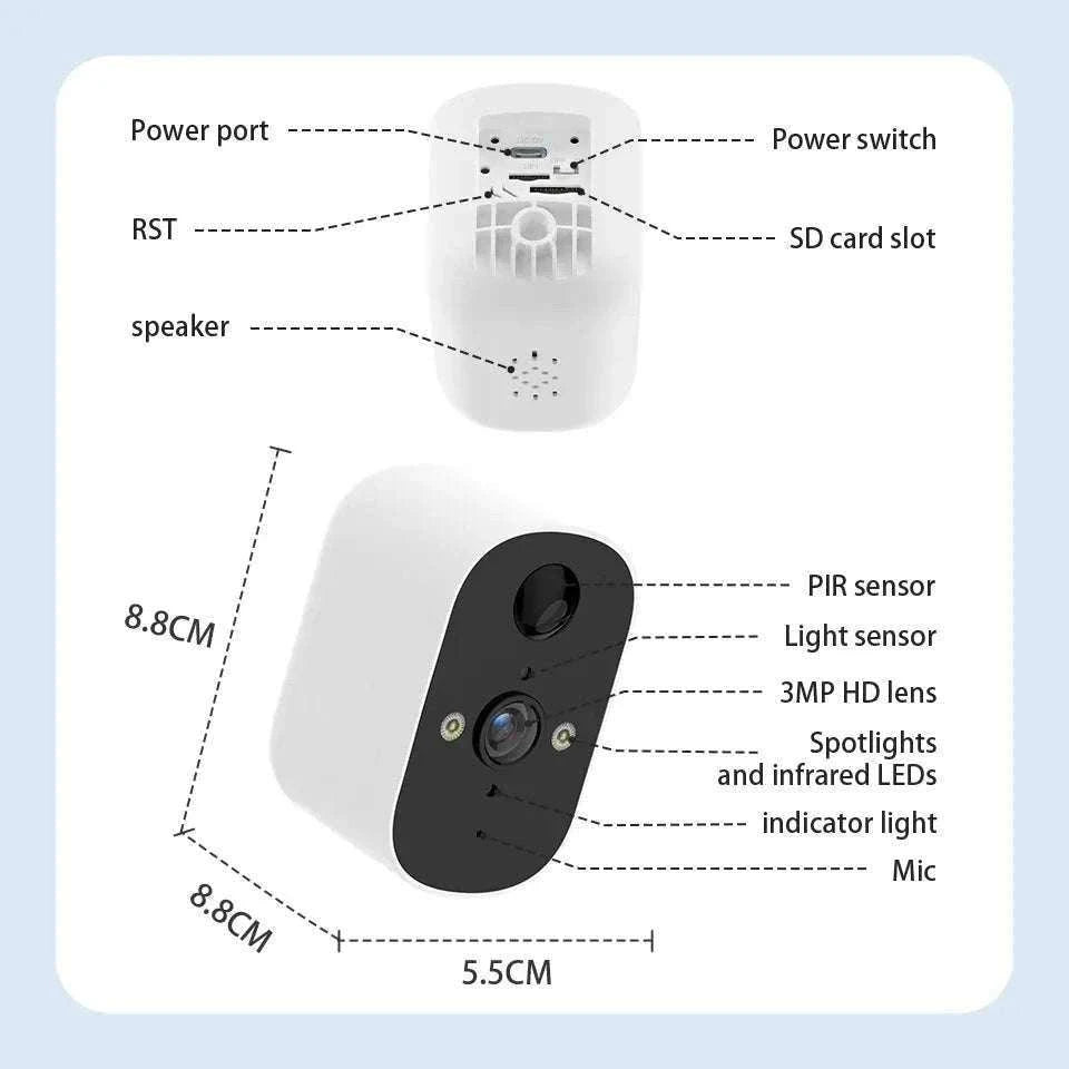 Solar WiFi Security Camera 1080P Outdoor with Night Vision & Alerts-NewCam NO Card / US Plug