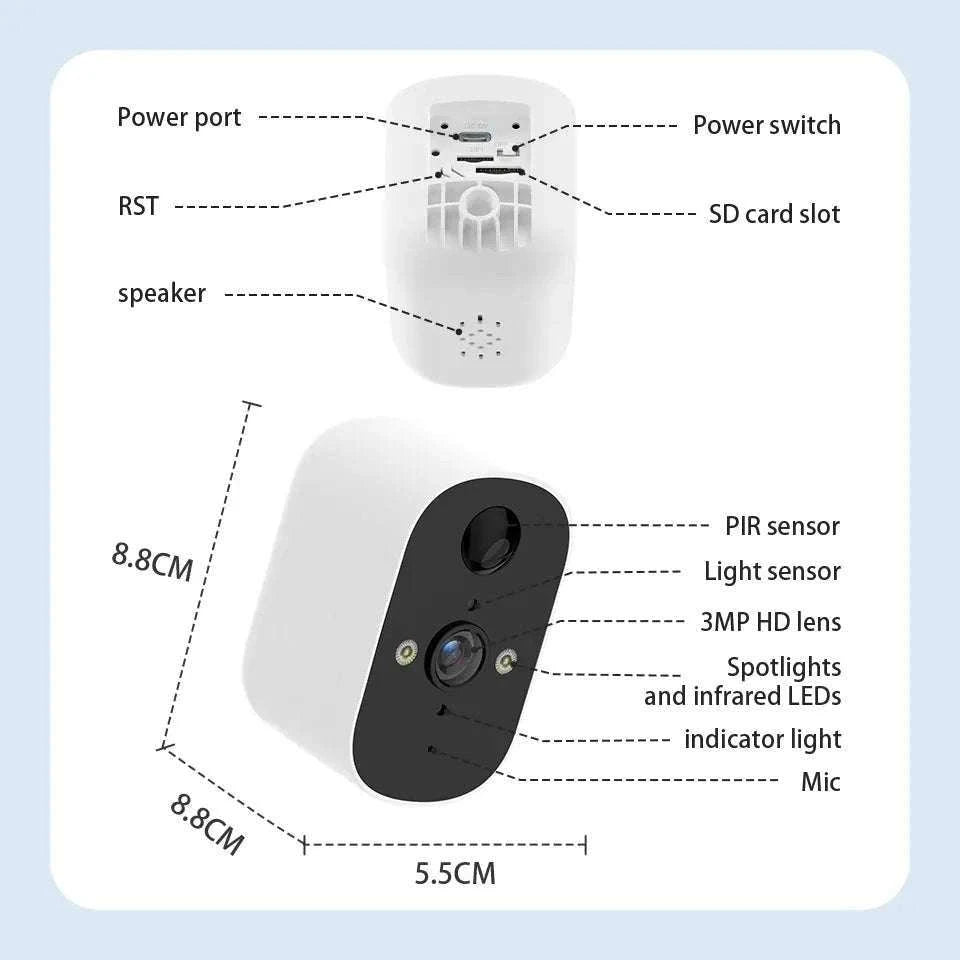 Solar WiFi Security Camera 1080P Outdoor with Night Vision & Alerts-NewCam NO Card / US Plug