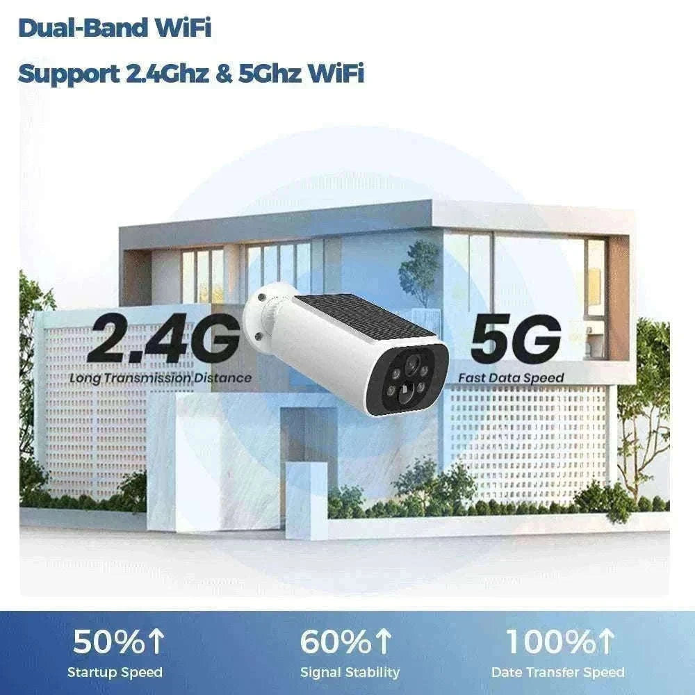 Solar WiFi Security Camera 2.5K AI Detection Night Vision IP67-Black / China Mainland