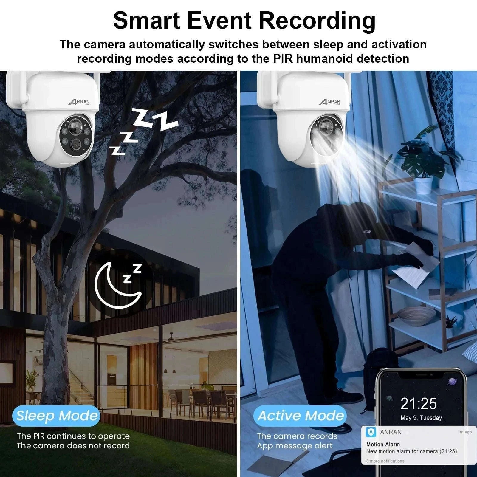 Solar WiFi Security Camera 3MP/5MP Outdoor PTZ Night Vision-1PC 3MP White  Cam / UNITED KINGDOM