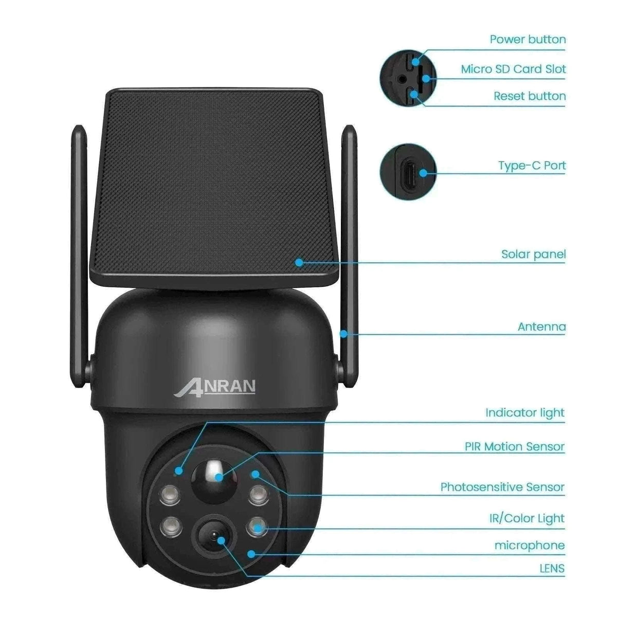 Solar WiFi Security Camera 3MP/5MP Outdoor PTZ Night Vision-1PC 3MP White  Cam / UNITED KINGDOM