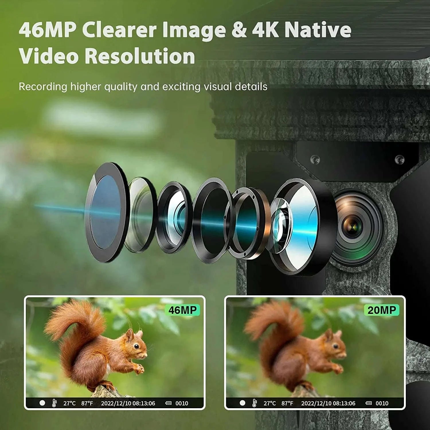 Solar Wildlife Trail Camera with 50MP Photos and 4K Video-Default Title