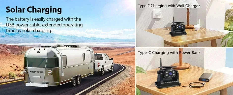 Solar Wireless Backup Camera with 5" HD Monitor-5in Monitor add Cam / CHINA
