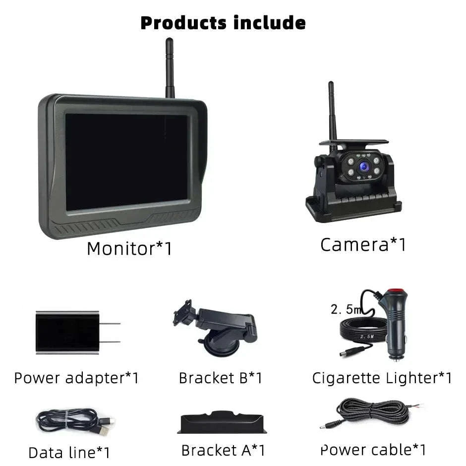 Solar Wireless Backup Camera with 5" HD Monitor-5in Monitor add Cam / CHINA