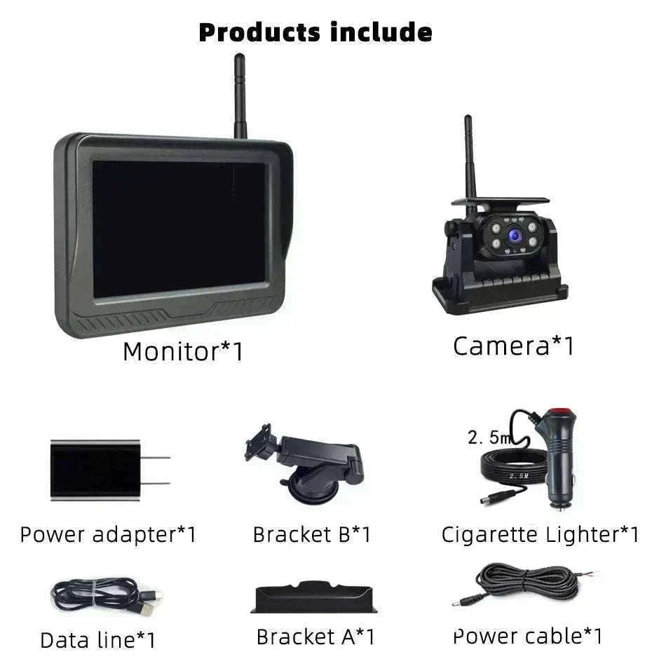 Solar Wireless Backup Camera with 5" HD Monitor-5in Monitor add Cam / CHINA