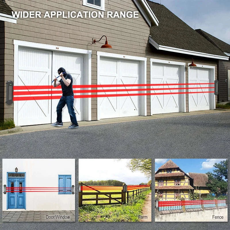 Solar Wireless Beam Sensor Driveway Alarm System-KIT1 / US Plug / United States