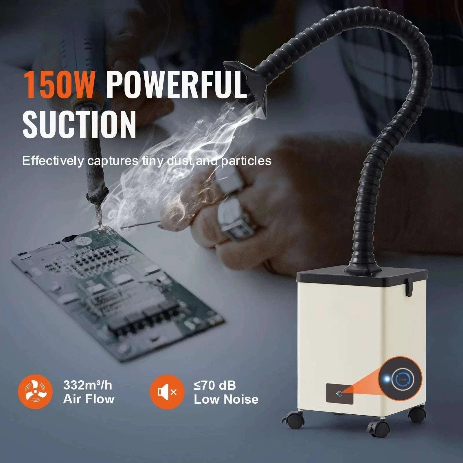 Solder Fume Extractor 100W/150W 332m³/h Smoke Absorber-150W / CZECH REPUBLIC