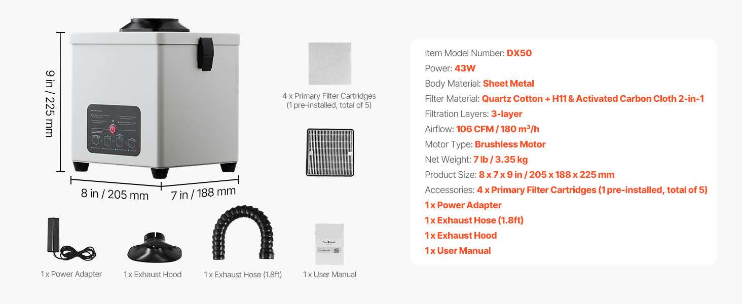 Solder Fume Extractor with 3-Stage Filtration & 180 m³/h Airflow-106 CFM / United States