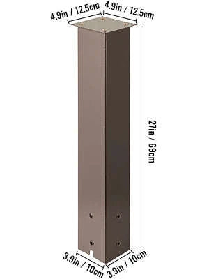 Solid Mailbox Post Stand Steel Letter Box Post with Drain Hole-Black 27in / Poland