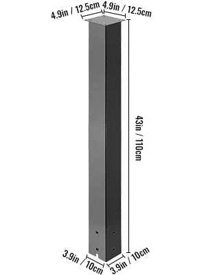 Solid Mailbox Post Stand Steel Letter Box Post with Drain Hole-Black 27in / Poland