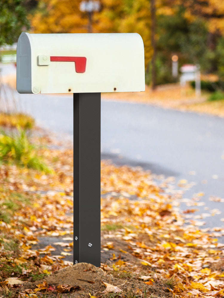 Solid Mailbox Post Stand Steel Letter Box Post with Drain Hole-Black 27in / Poland