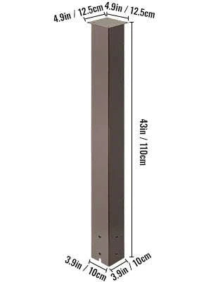 Solid Mailbox Post Stand Steel Letter Box Post with Drain Hole-Black 27in / Poland