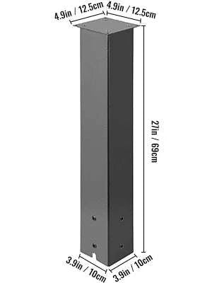 Solid Mailbox Post Stand Steel Letter Box Post with Drain Hole-Black 27in / Poland