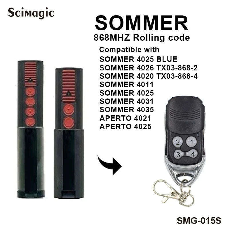 SOMMER 868MHz Garage Door Remote Control 4-Channel-SOMMER 4020