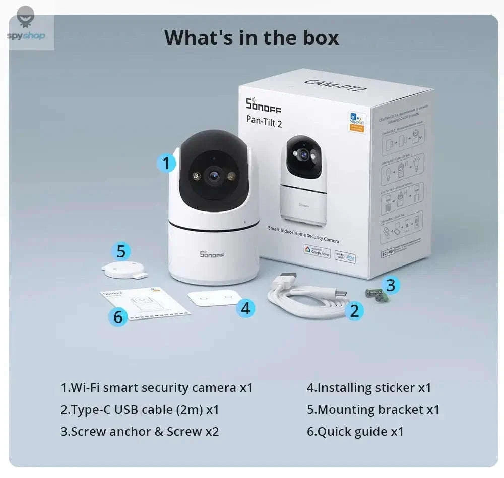 SONOFF CAM PT2 Smart Indoor Security Camera, 1080P PT-CAM Pan-Tilt 2 / CHINA