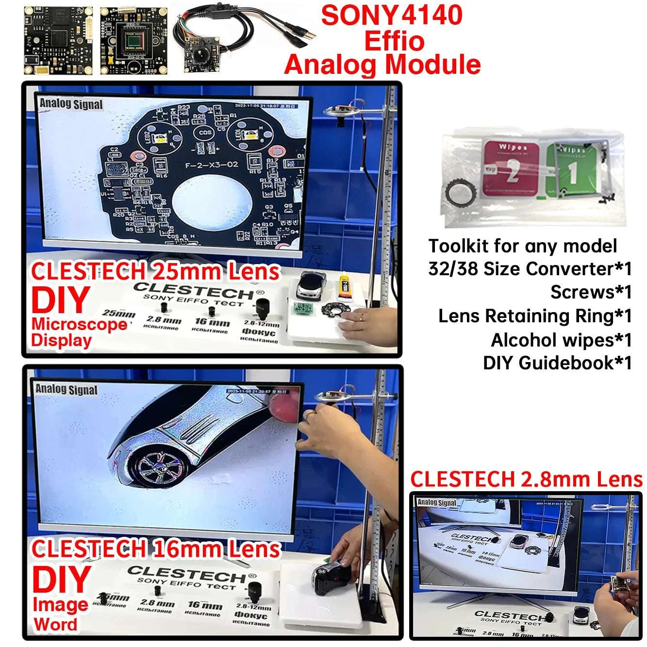Sony Effio CCTV Camera Module Kit 800TVL LowLux 0.001lux-ONLY Module 25mm / 800TVL / PAL