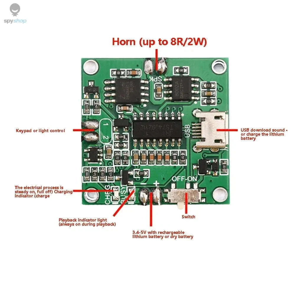 Sound Recorder Module with MP3/WAV Playback and Button Control-
