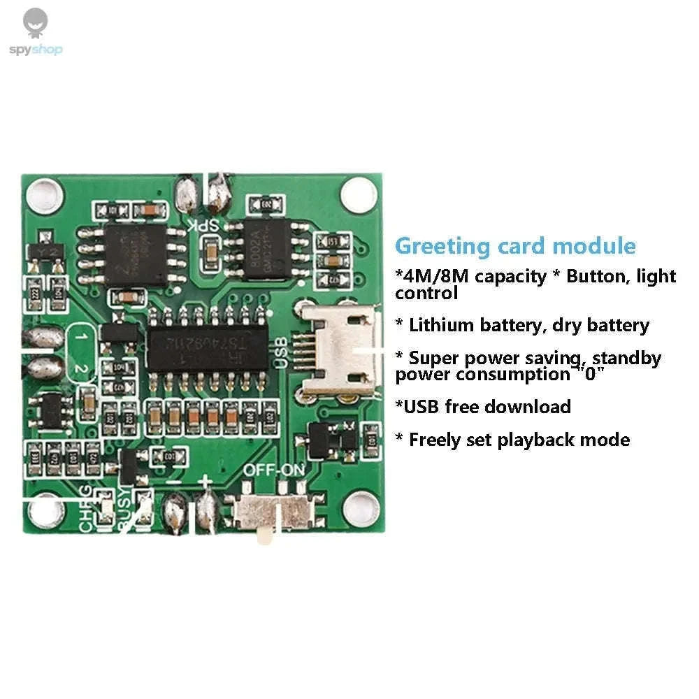 Sound Recorder Module with MP3/WAV Playback and Button Control-