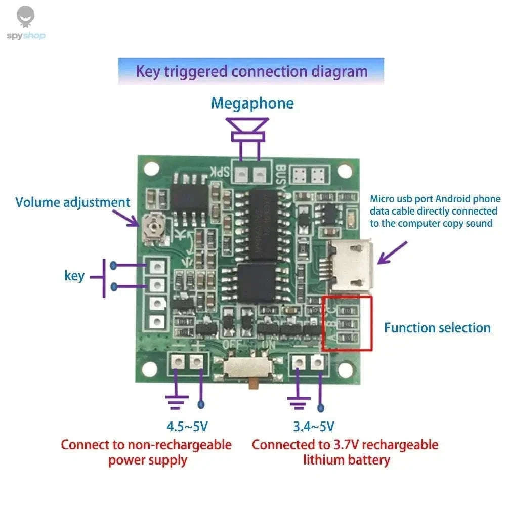 Sound Recorder Module with MP3/WAV Playback and Button Control-Type 2
