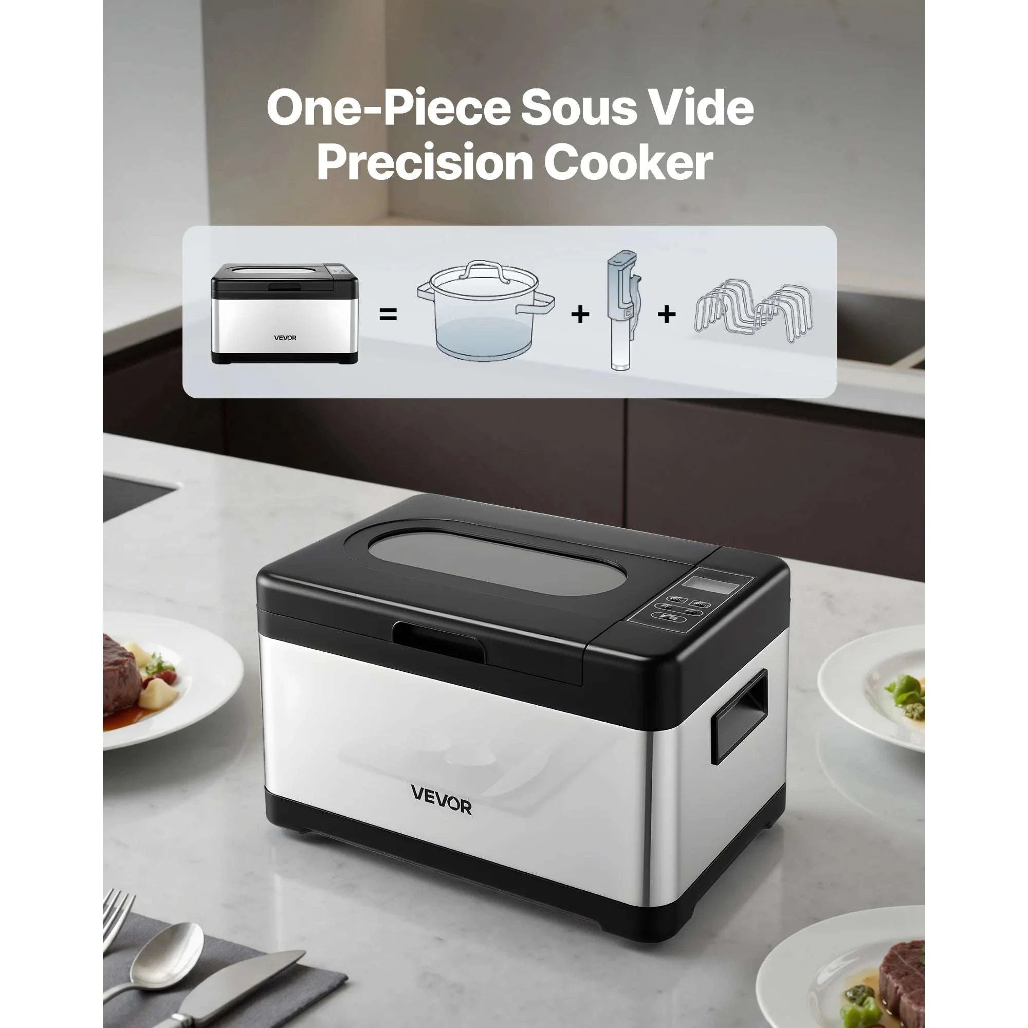 Sous Vide Cooker 800W 8L with Precise Temperature & Timer Control-United States / Plastic   stainless