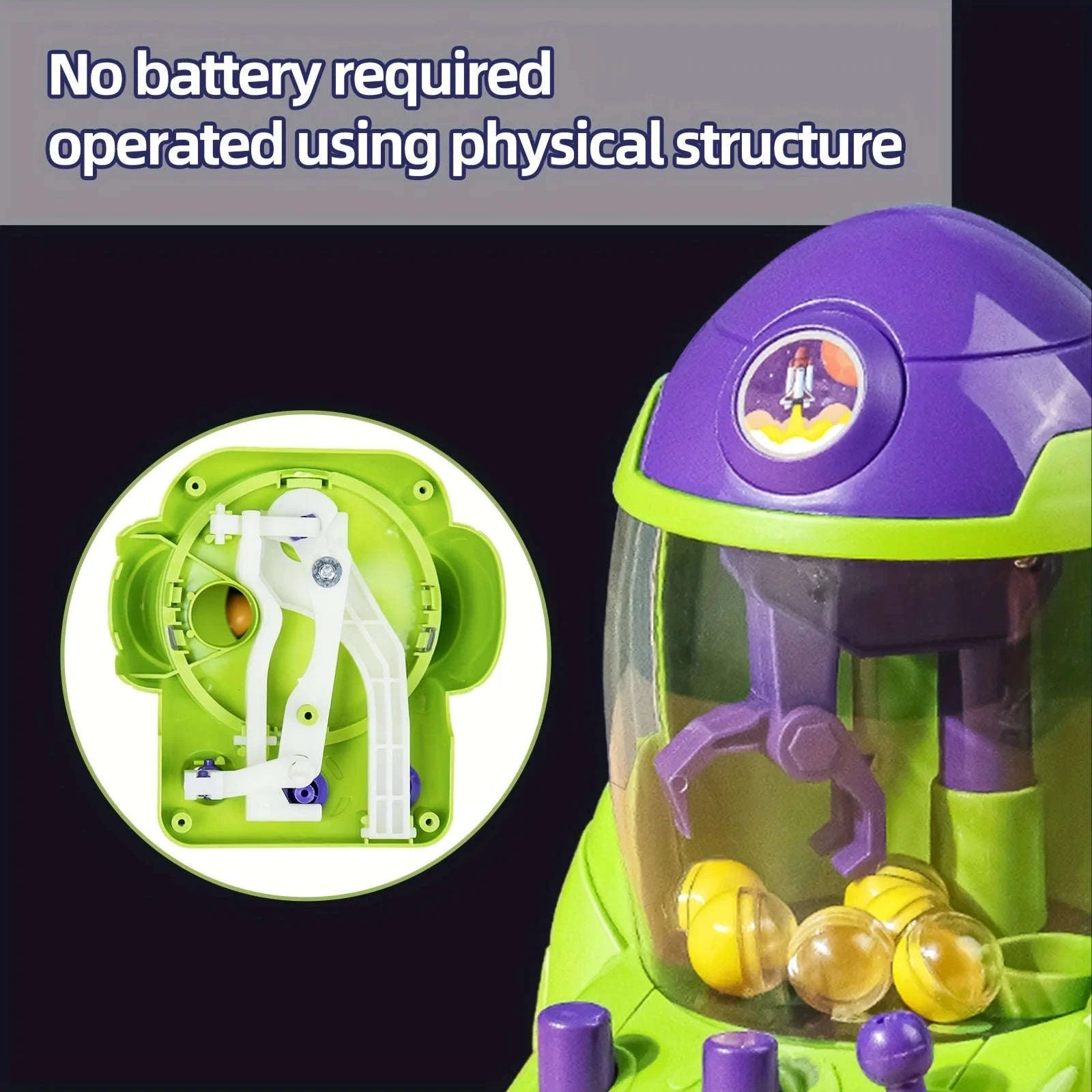 Space Rocket Crawler Toy with Ball Pincer and Egg Twister-Green-2set