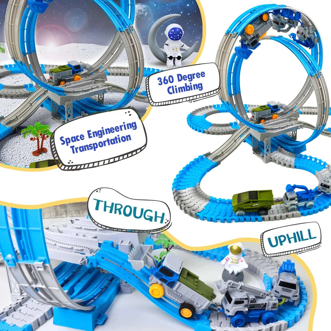 Space Track Toys Magic Climbing Engineering Race Car Track Set--185pcs-track set