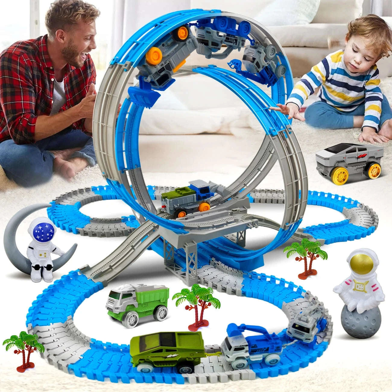 Space Track Toys Magic Climbing Engineering Race Car Track Set--185pcs-track set