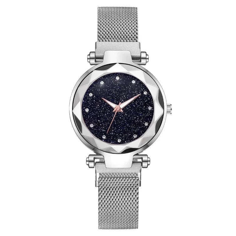 Sparkling Fashion Women’s Watch – Luxury Stainless Steel Quartz Clock-Black