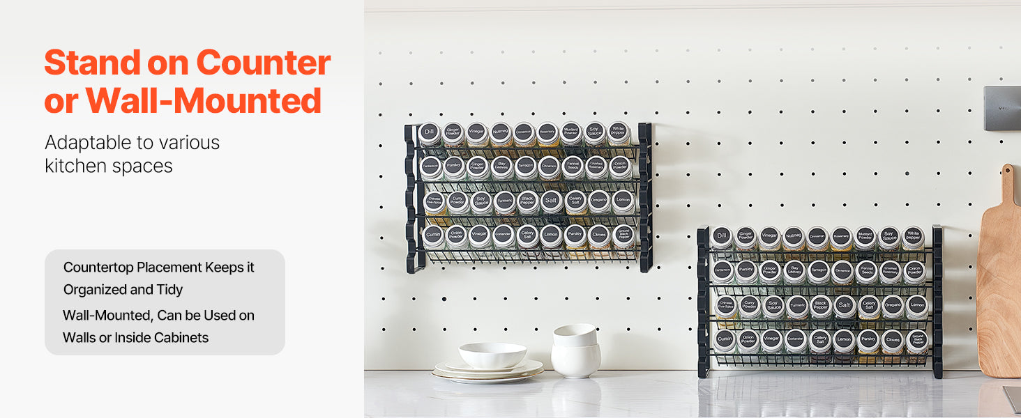 Spice Rack Organizer for Cabinet with 36 Empty Spice Jars, Lids, Labels and Funnel