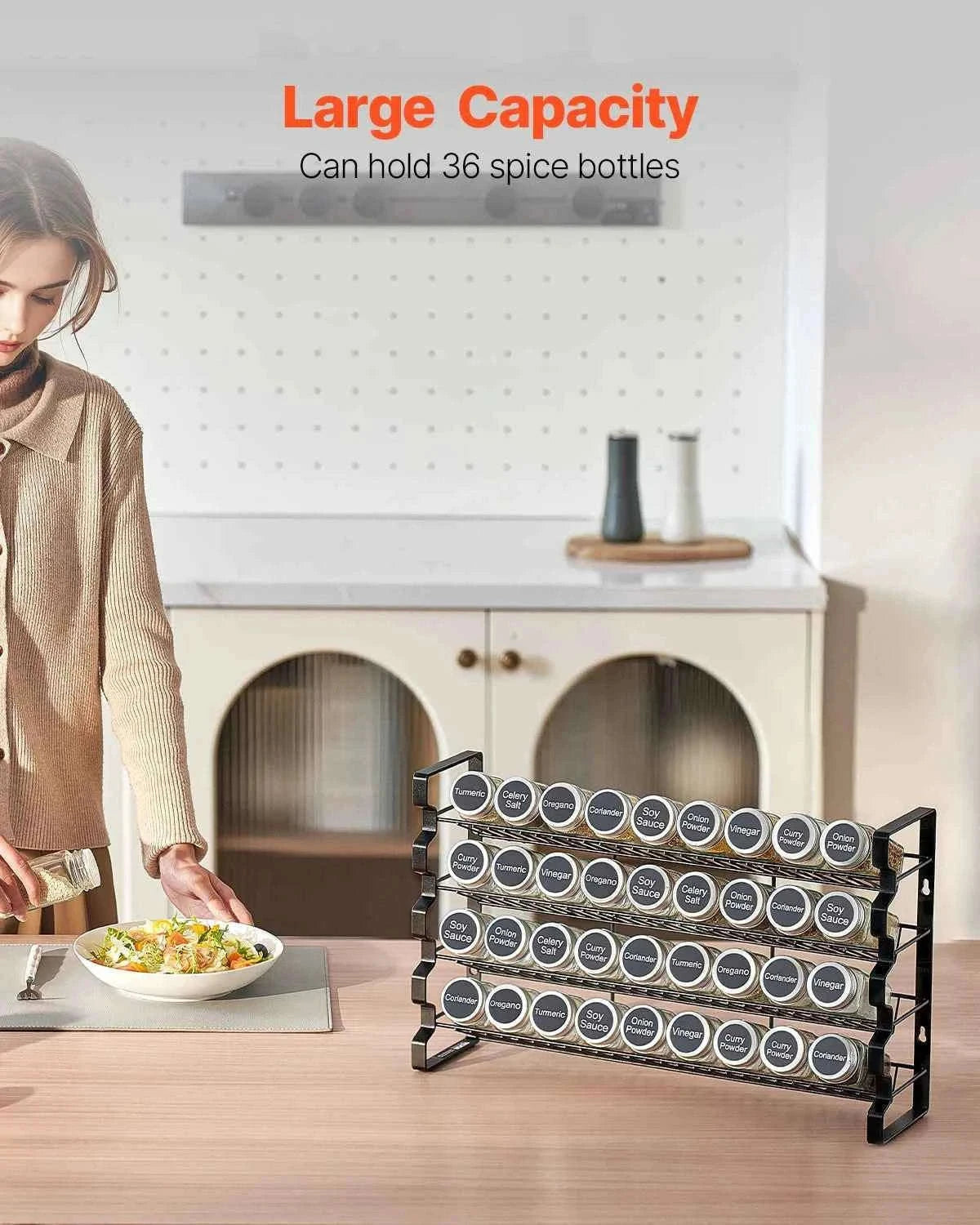 Spice Rack Organizer for Cabinet with 36 Empty Spice Jars, Lids, Labels and Funnel-6 Layers / CZECH REPUBLIC