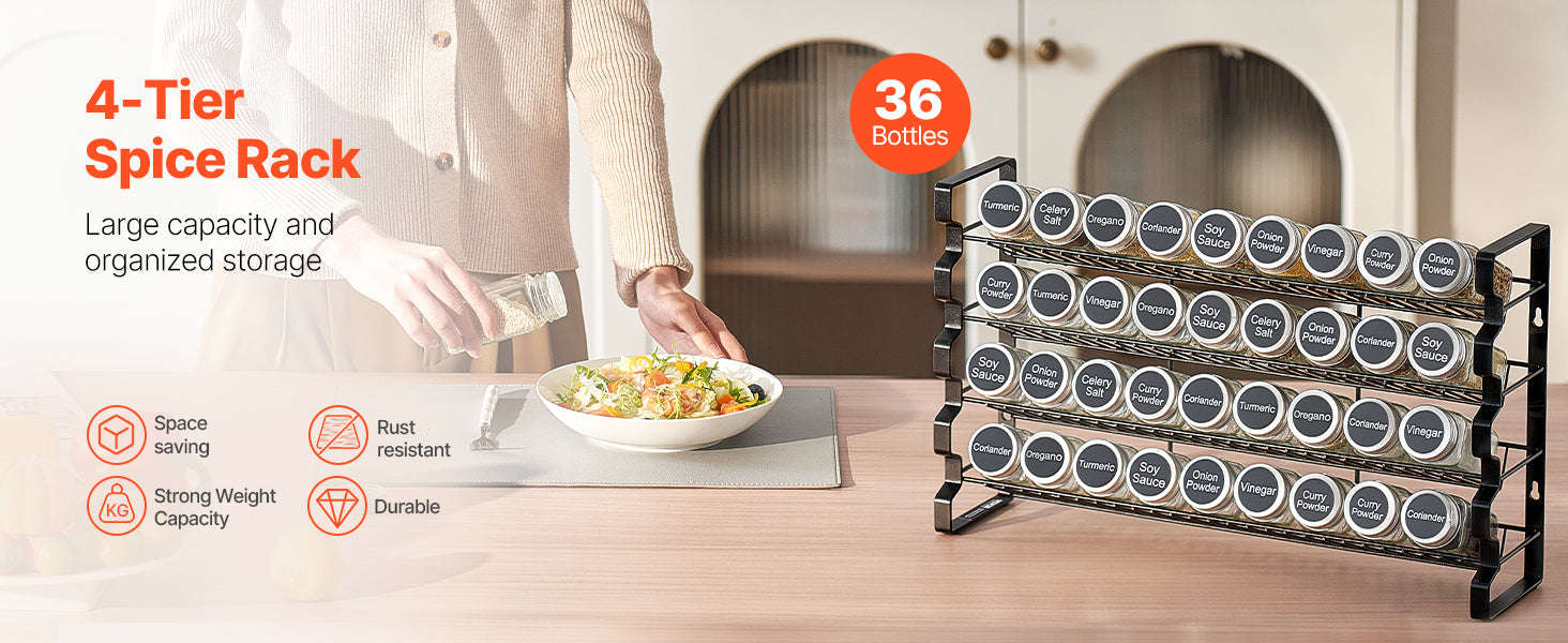 Spice Rack Organizer for Cabinet with 36 Empty Spice Jars, Lids, Labels and Funnel-6 Layers / CZECH REPUBLIC