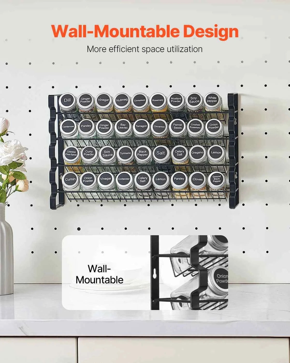 Spice Rack Organizer for Cabinet with 36 Empty Spice Jars, Lids, Labels and Funnel-6 Layers / CZECH REPUBLIC