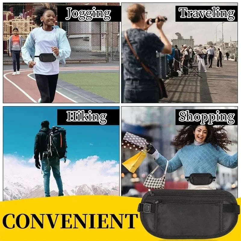 Sport Running Waist Bag Hidden Travel Money Belt-beige