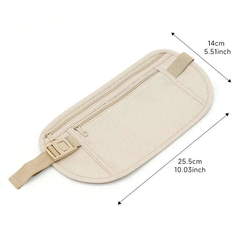Sport Running Waist Bag Hidden Travel Money Belt-beige