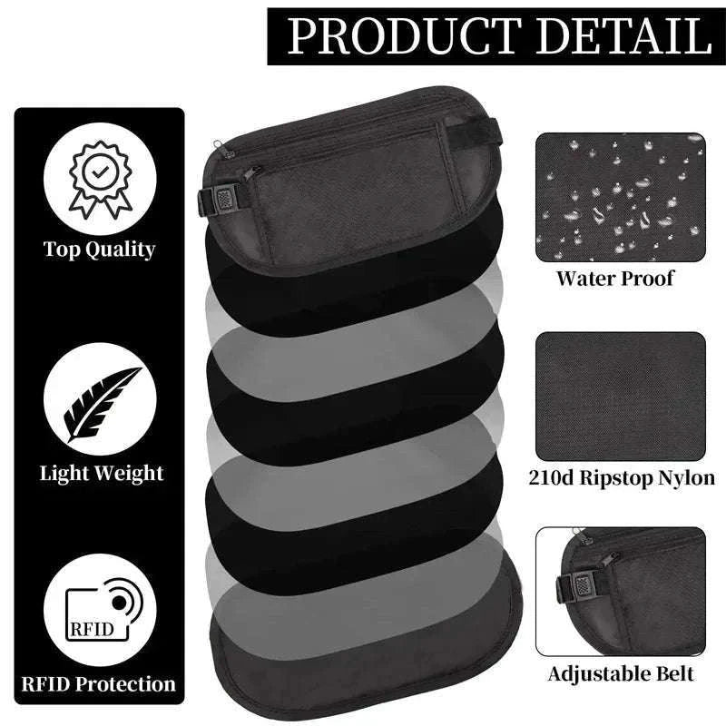 Sport Running Waist Bag Hidden Travel Money Belt-beige