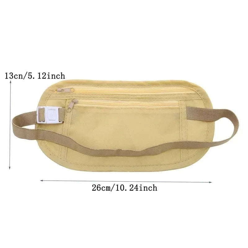 Sport Running Waist Bag Hidden Travel Money Belt-beige