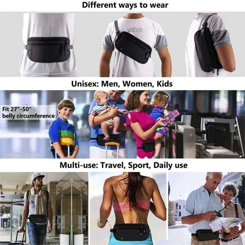 Sport Running Waist Bag Hidden Travel Money Belt-beige