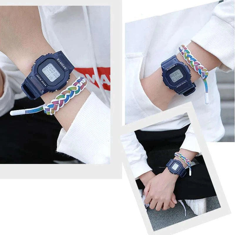 Sports Watch LED Digital Waterproof Square Design-Black