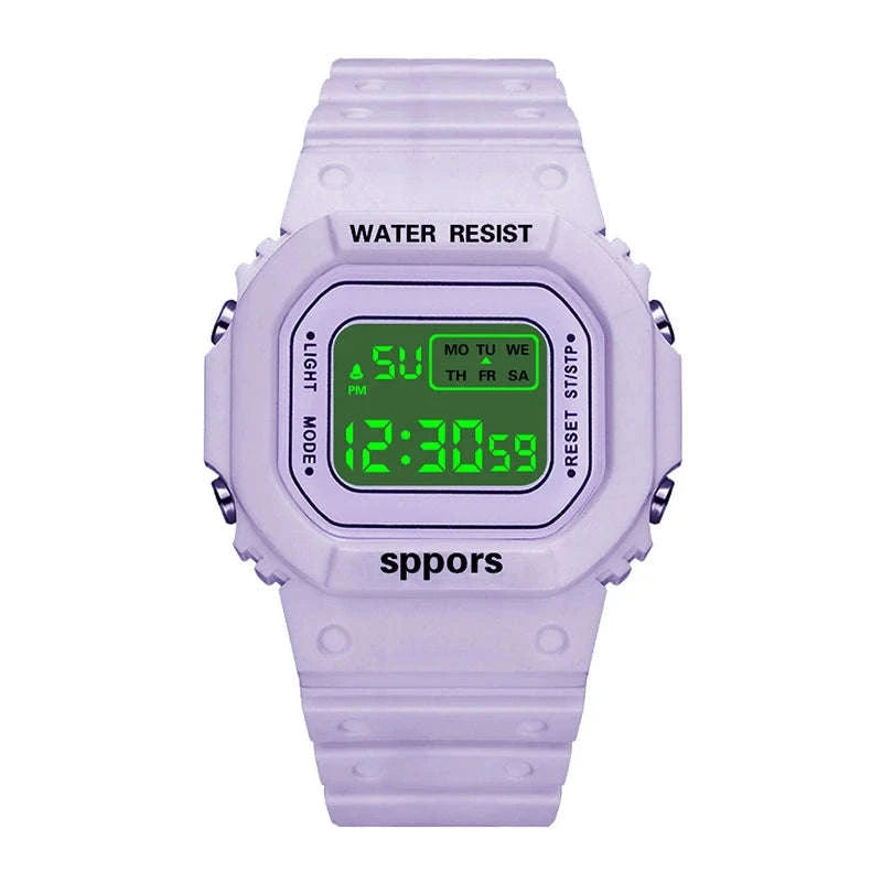 Sports Watch LED Digital Waterproof Square Design-Black