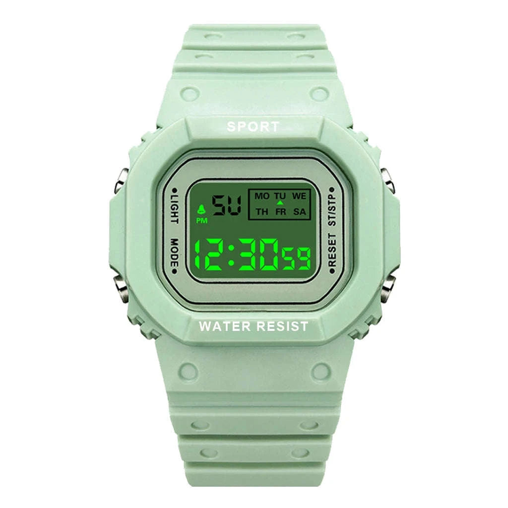 Sports Watch LED Digital Waterproof Square Design-Black