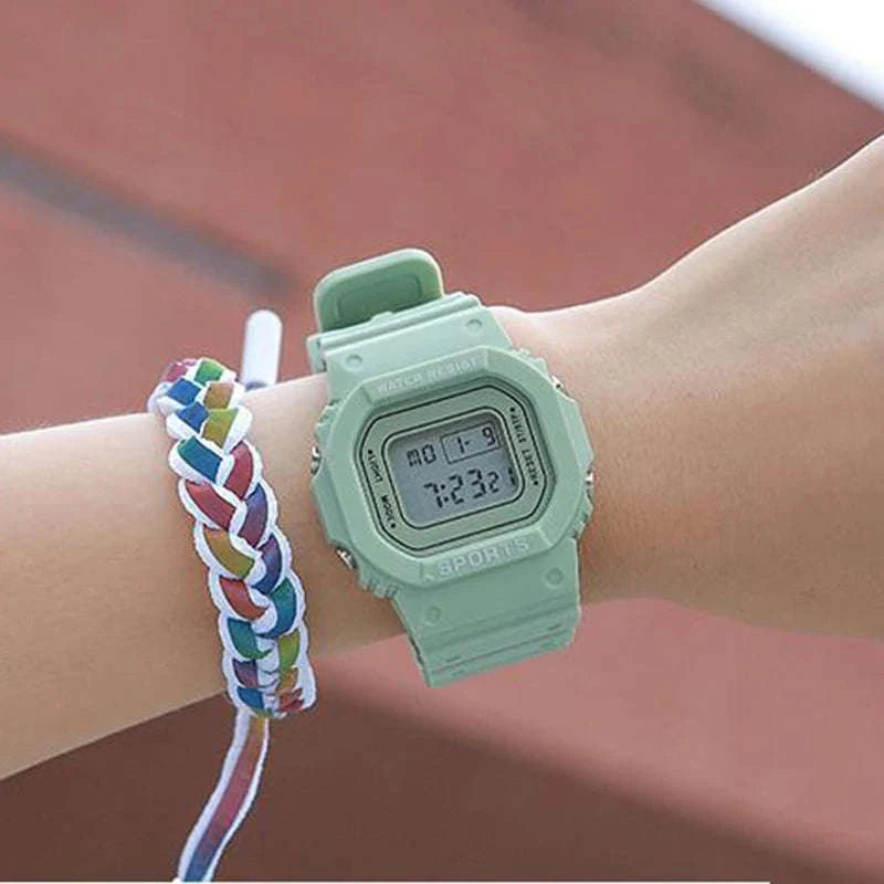 Sports Watch LED Digital Waterproof Square Design-Black